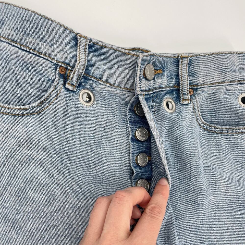 Pacsun Rivet High Rise Shorts Size 24 Icon High Rise Button Fly Denim Fringe Cut - Picture 5 of 7